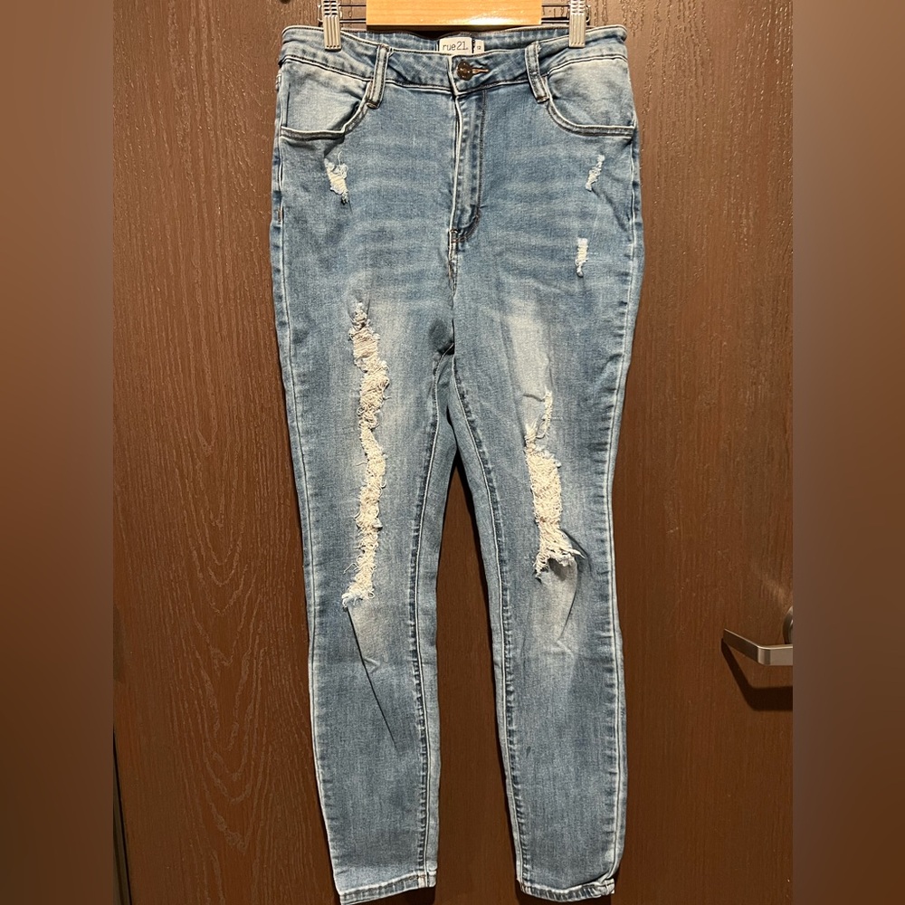 Ripped blue jeans